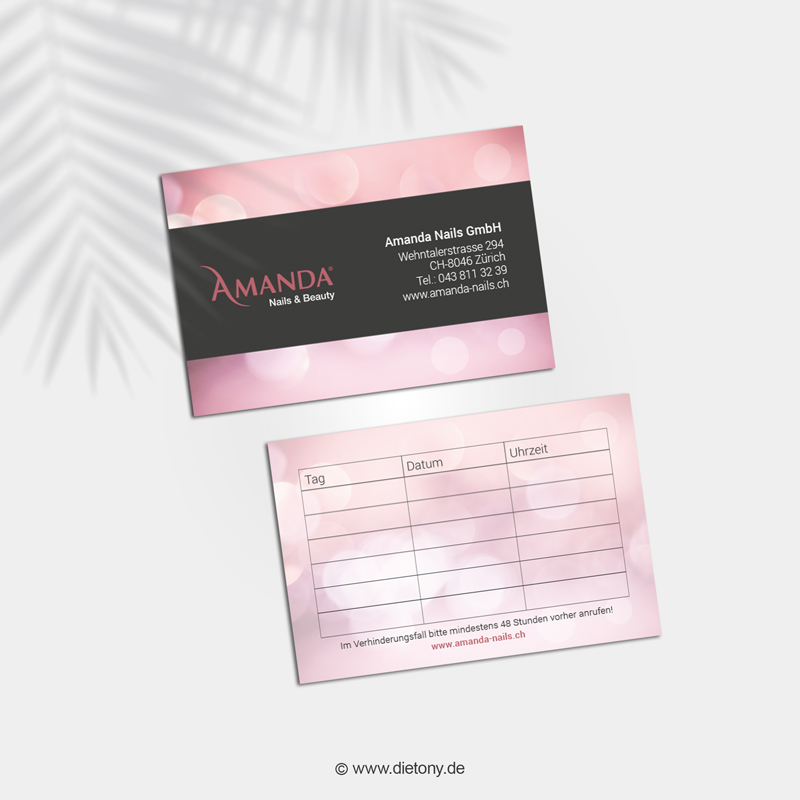 Amanda Nails+Beauty - 2018: Visitenkarten / Terminkarten